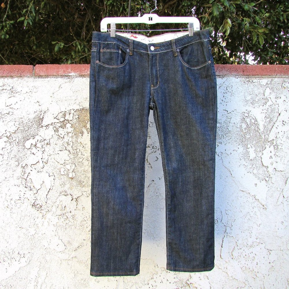 Shio dark wash LOW RISE SKINNY crop pants 32